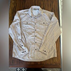 Howler Bros H Bar Tech LS Button Up Blue Plaid Shirt Fishing Men Large Vented